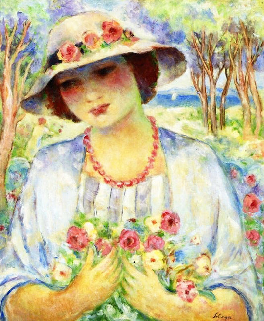 Girl With Flowered Hat by Henri Lebasque