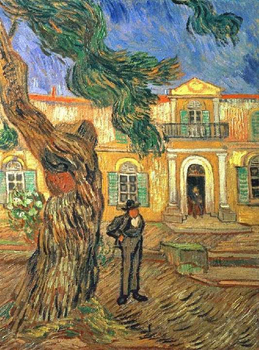 Pine Trees With Figure In The Garden Of Saint-Paul Hospital by Vincent van Gogh