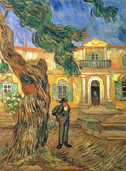 Pine Trees With Figure In The Garden Of Saint-Paul Hospital by Vincent van Gogh