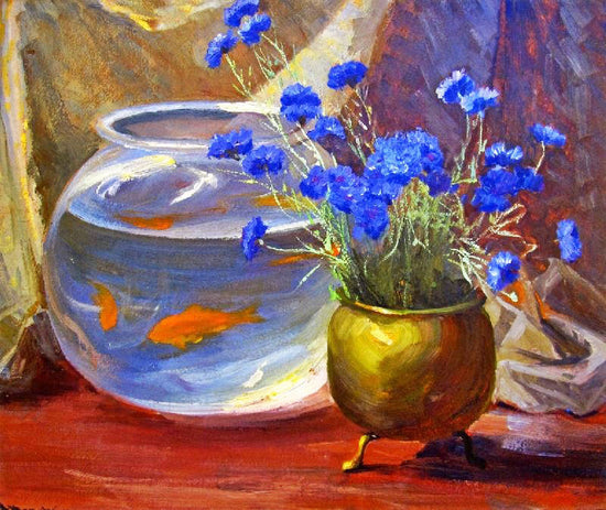 Goldfish Bowl And Flowers by Jean Mannheim