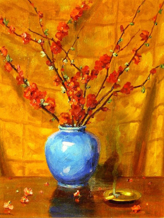 Blue Vase And Blossoms by Jean Mannheim