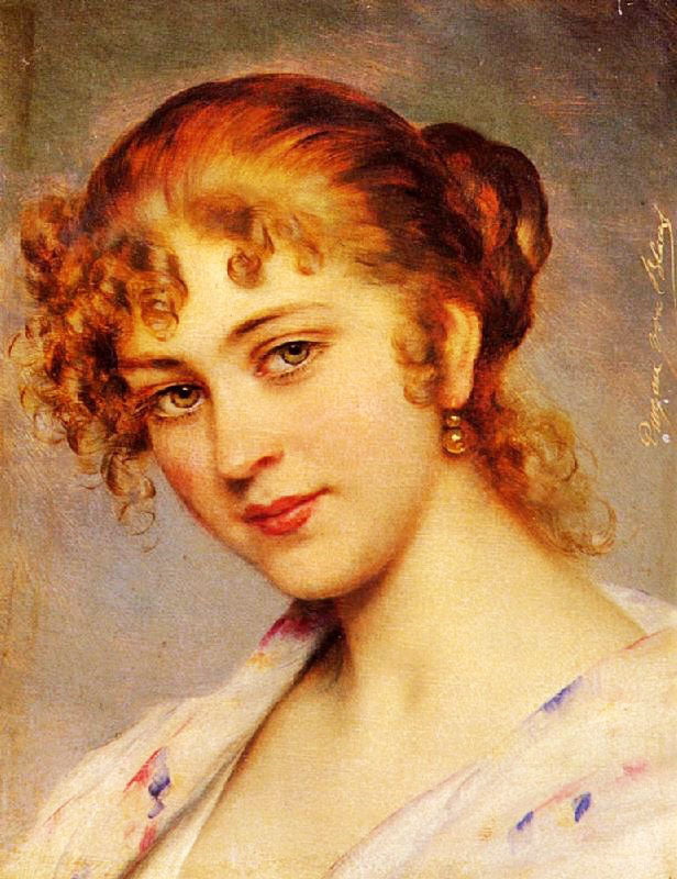 A Portrait Of A Young Lady by Eugene de Blaas
