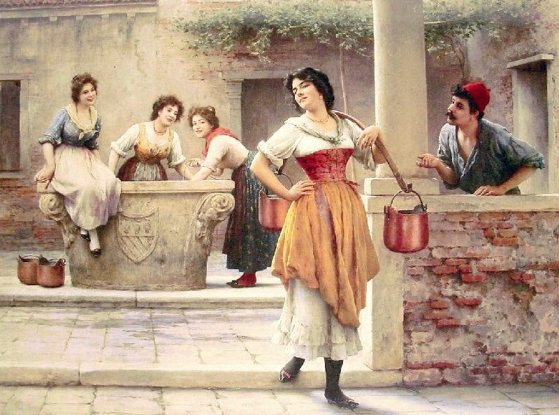 Flirtation At The Well by Eugene de Blaas