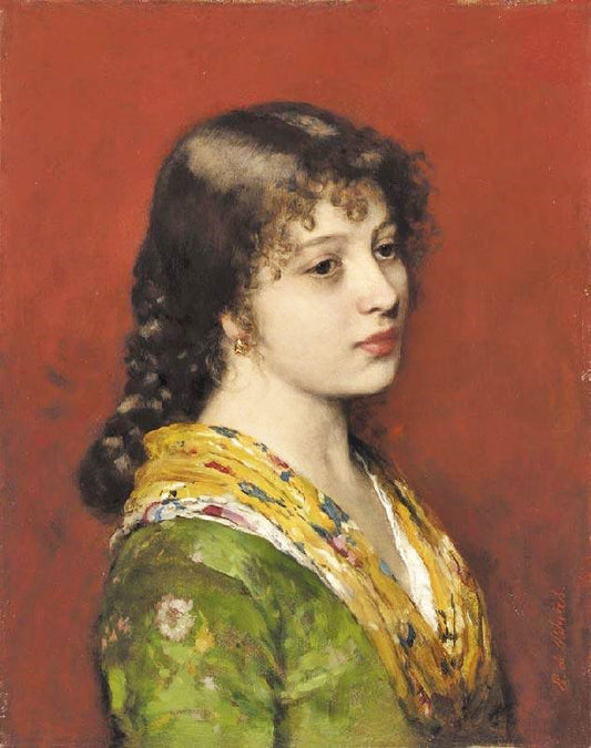 The Yellow Shawl by Eugene de Blaas