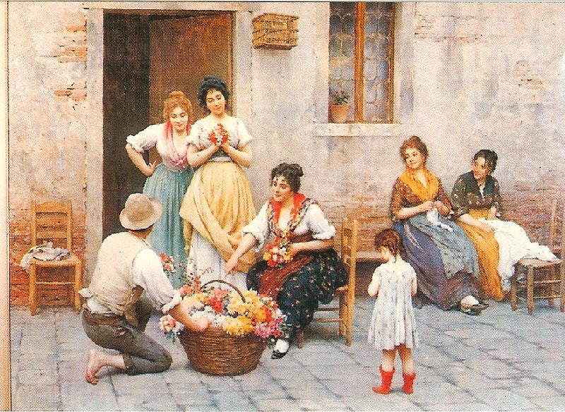 The Venetian Flower Vendor by Eugene de Blaas