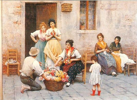 The Venetian Flower Vendor by Eugene de Blaas
