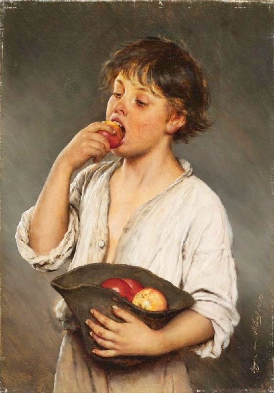 Boy Eating An Apple by Eugene de Blaas