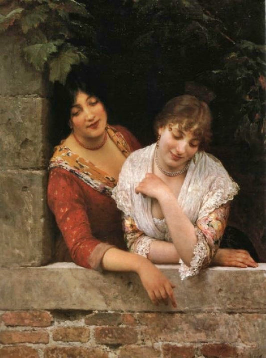 Young Venetian Ladies On The Balcony by Eugene de Blaas