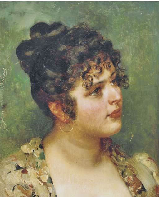 A Coy Look by Eugene de Blaas