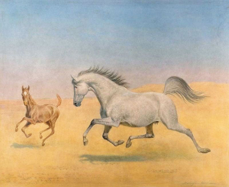 Arab Mare And Foal by John Alexander Harrington Bird