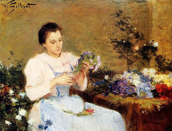 Arranging Flowers For A Spring Bouquet by Victor Gabriel Gilbert