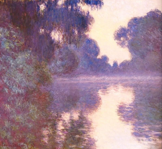 Misty Morning On The Seine Blue by Claude Oscar Monet