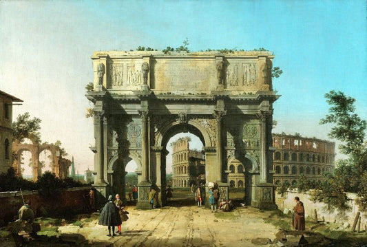 View The Arch Of Constantine With The Coliseum by Canaletto