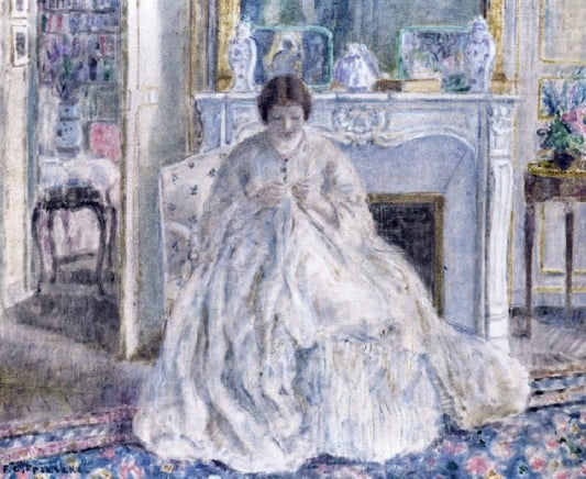 Woman Seated By A Fireplace by Frederick Carl Frieseke