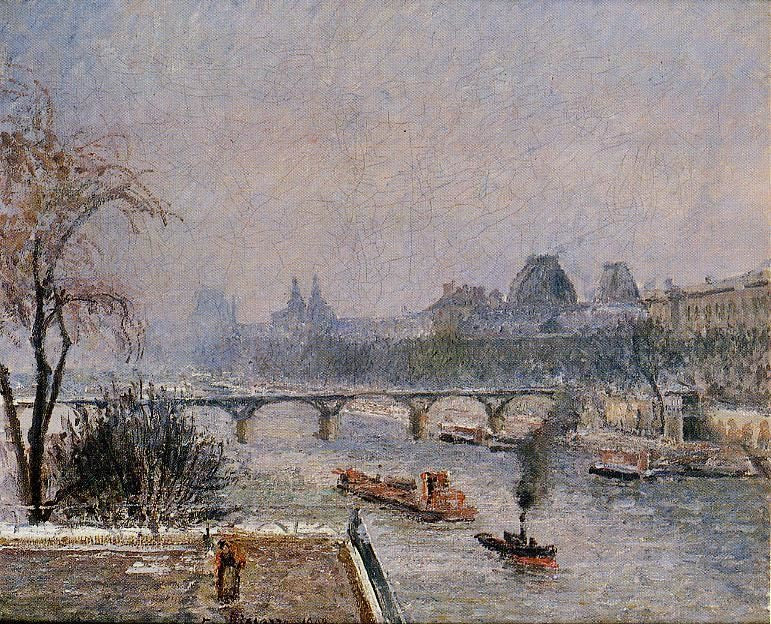 THE LOUVRE, MORNING, SNOW EFFECT