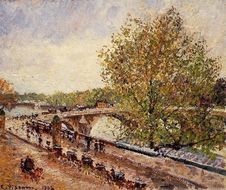 The Pont Royal, Grey Weather, Afternoon, Spring by Camille Pissarro