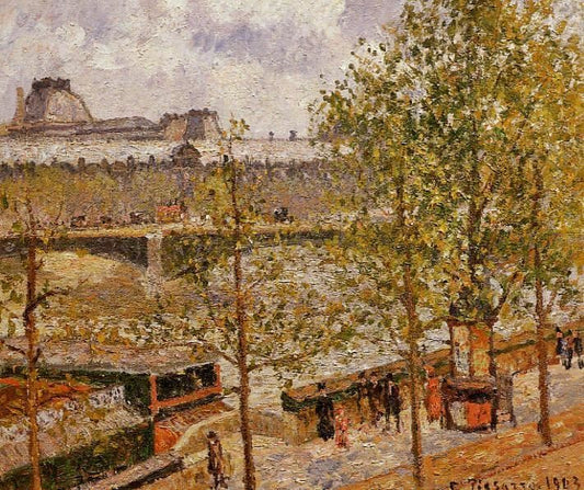 The Louvre, Morning, Sun, Quai Malaquais by Camille Pissarro