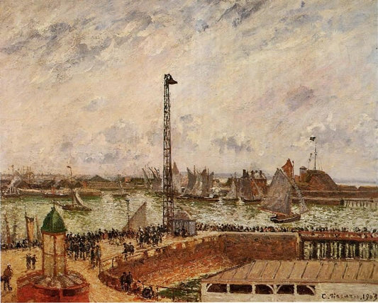 The Pilot’S Jetty, Le Havre, Morning, Grey Weather, Misty by Camille Pissarro