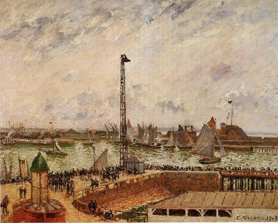 The Pilot’S Jetty, Le Havre, Morning, Grey Weather, Misty by Camille Pissarro