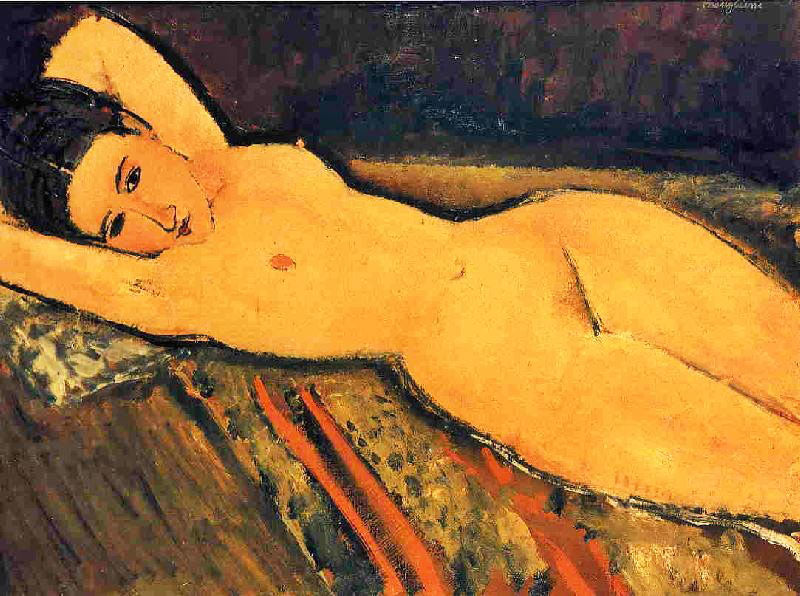 Reclining Nude, Arms Folded Under Her Head by Amedeo Modigliani