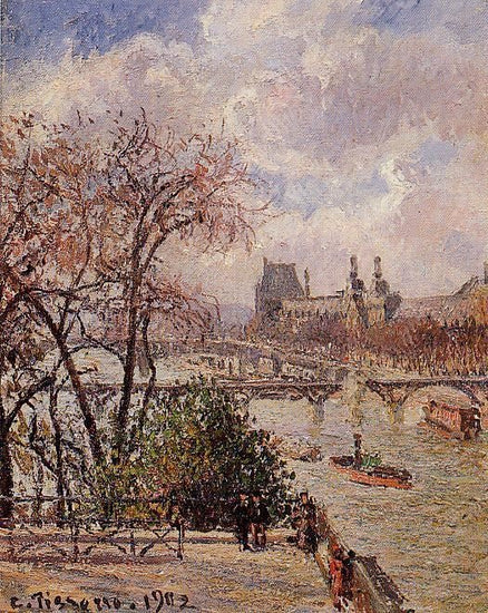 The Louvre, Gray Weather, Afternoon by Camille Pissarro