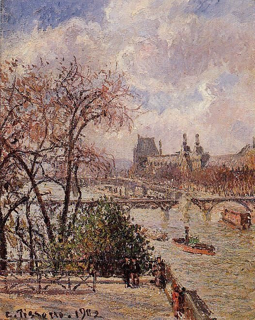 The Louvre, Gray Weather, Afternoon by Camille Pissarro