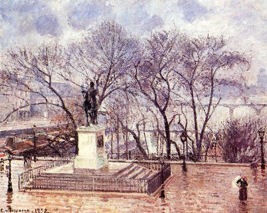 The Raised Terrace Of The Pont-Neuf, Place Henri Iv: Afternoon, Rain by Camille Pissarro