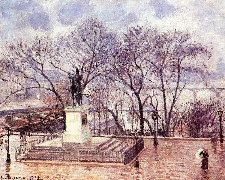 The Raised Terrace Of The Pont-Neuf, Place Henri Iv: Afternoon, Rain by Camille Pissarro