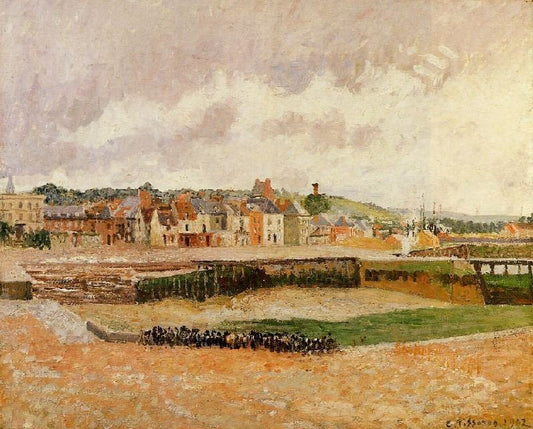 Afternoon, The Dunquesne Basin, Dieppe, Low Tide by Camille Pissarro