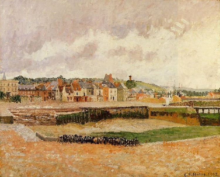Afternoon, The Dunquesne Basin, Dieppe, Low Tide by Camille Pissarro