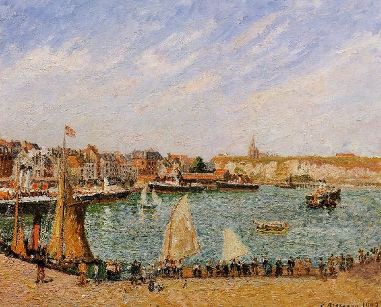 Afternoon, Sun, The Inner Harbour, Dieppe by Camille Pissarro