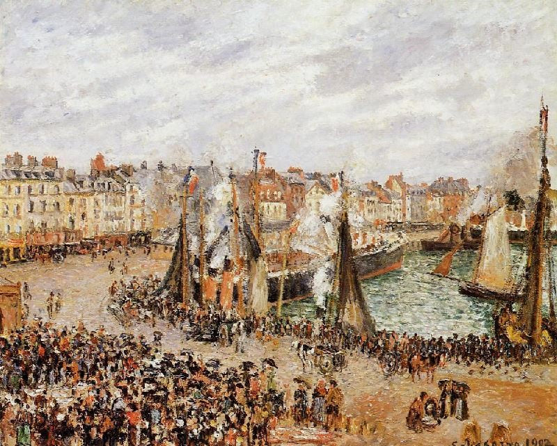 The Fishmarket, Dieppe: Grey Weather, Morning by Camille Pissarro
