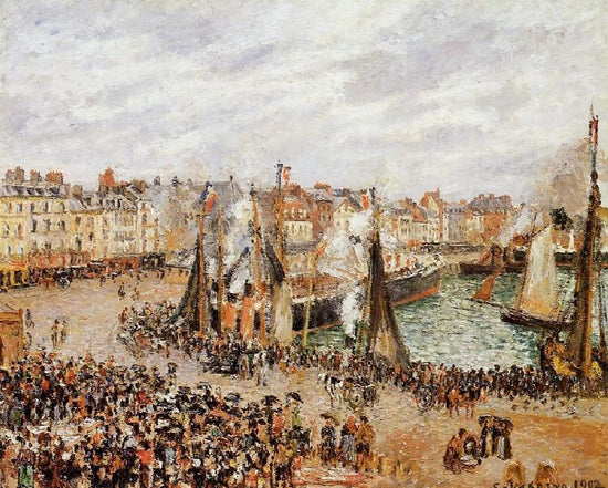 The Fishmarket, Dieppe: Grey Weather, Morning by Camille Pissarro