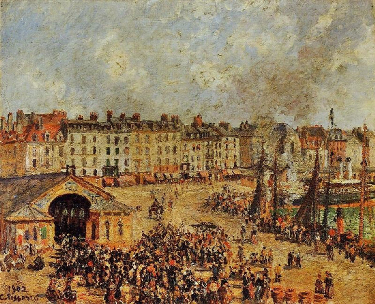 The Fishmarket, Dieppe by Camille Pissarro