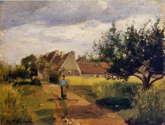 Entering A Village by Camille Pissarro