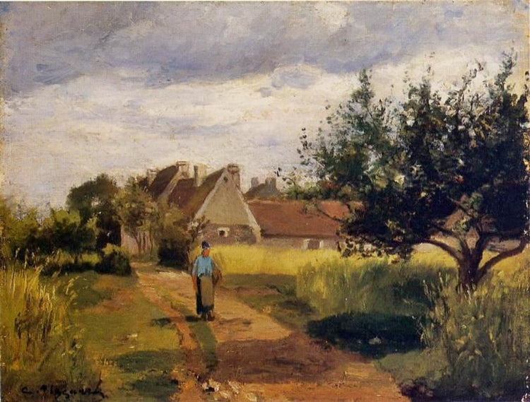 Entering A Village by Camille Pissarro