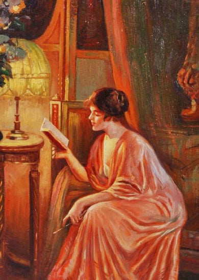 Lady Reading By Lamplight by Delphin Enjolras
