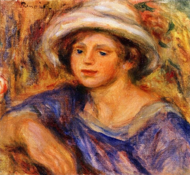 BUST OF A GIRL WITH A WHITE HAT