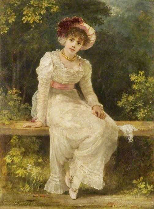 Lady Seated In A Garden by Jerry Barrett