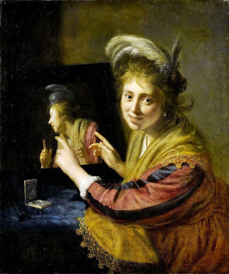 Lady At The Mirror by Paulus Moreelse