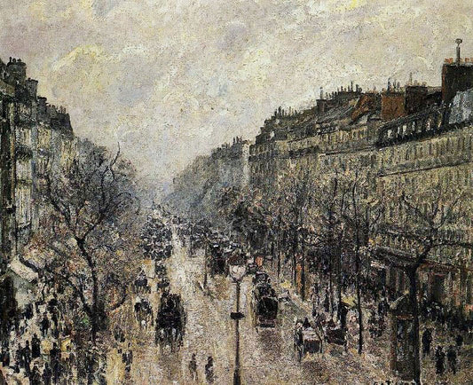Boulevard Montmartre: Foggy Morning by Camille Pissarro