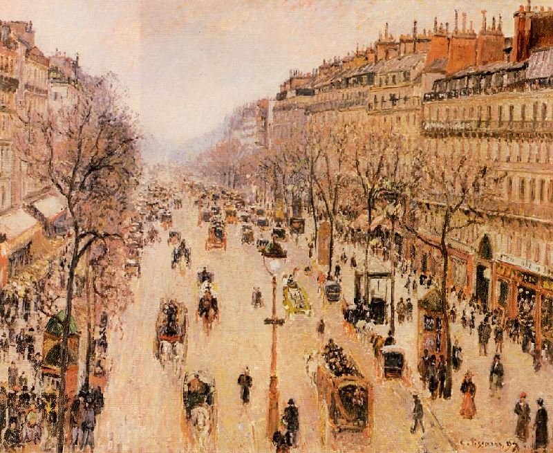 Boulevard Montmartre: Morning, Grey Weather by Camille Pissarro