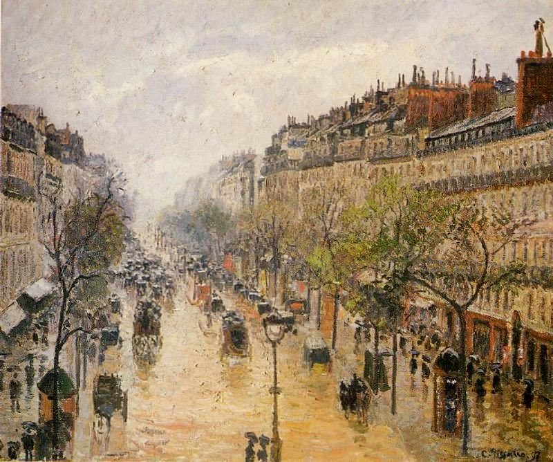 Boulevard Montmartre: Spring Rain by Camille Pissarro