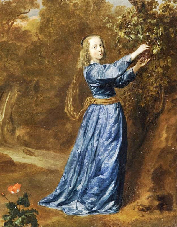 Portrait Of A Girl Picking Grapes by Jan Mijtens