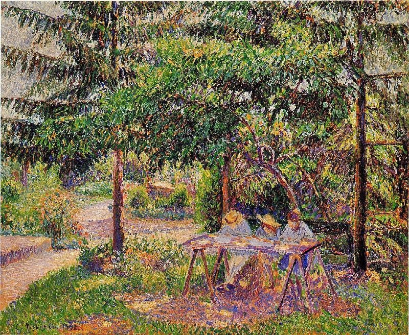 CHILDREN IN A GARDEN AT ERAGNY