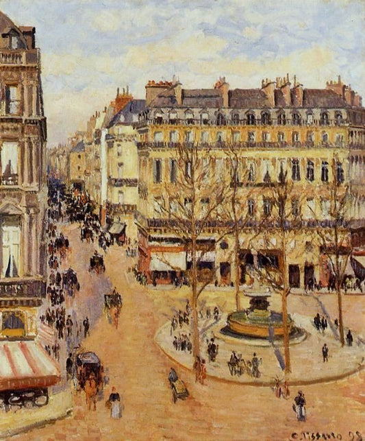 Rue Saint-Honore: Morning Sun Effect, Place Du Theatre Francais by Camille Pissarro