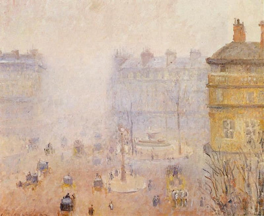 Place Du Theatre Francais: Foggy Weather by Camille Pissarro