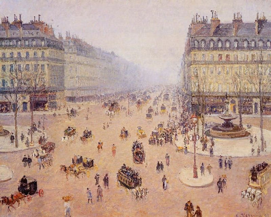 Avenue De L’Opera, Place Du Theatre Francais: Misty Weather by Camille Pissarro