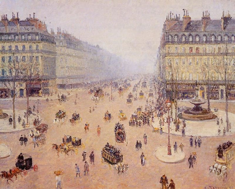 Avenue De L’Opera, Place Du Theatre Francais: Misty Weather by Camille Pissarro