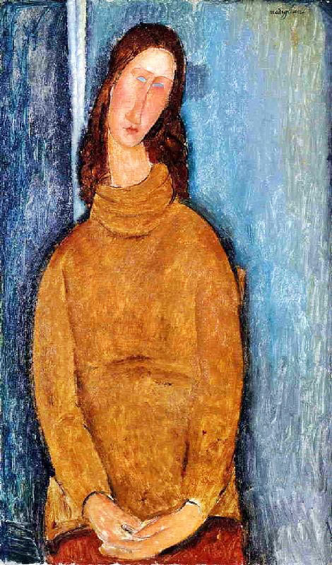Jeanne Hebuterne In A Yellow Jumper by Amedeo Modigliani
